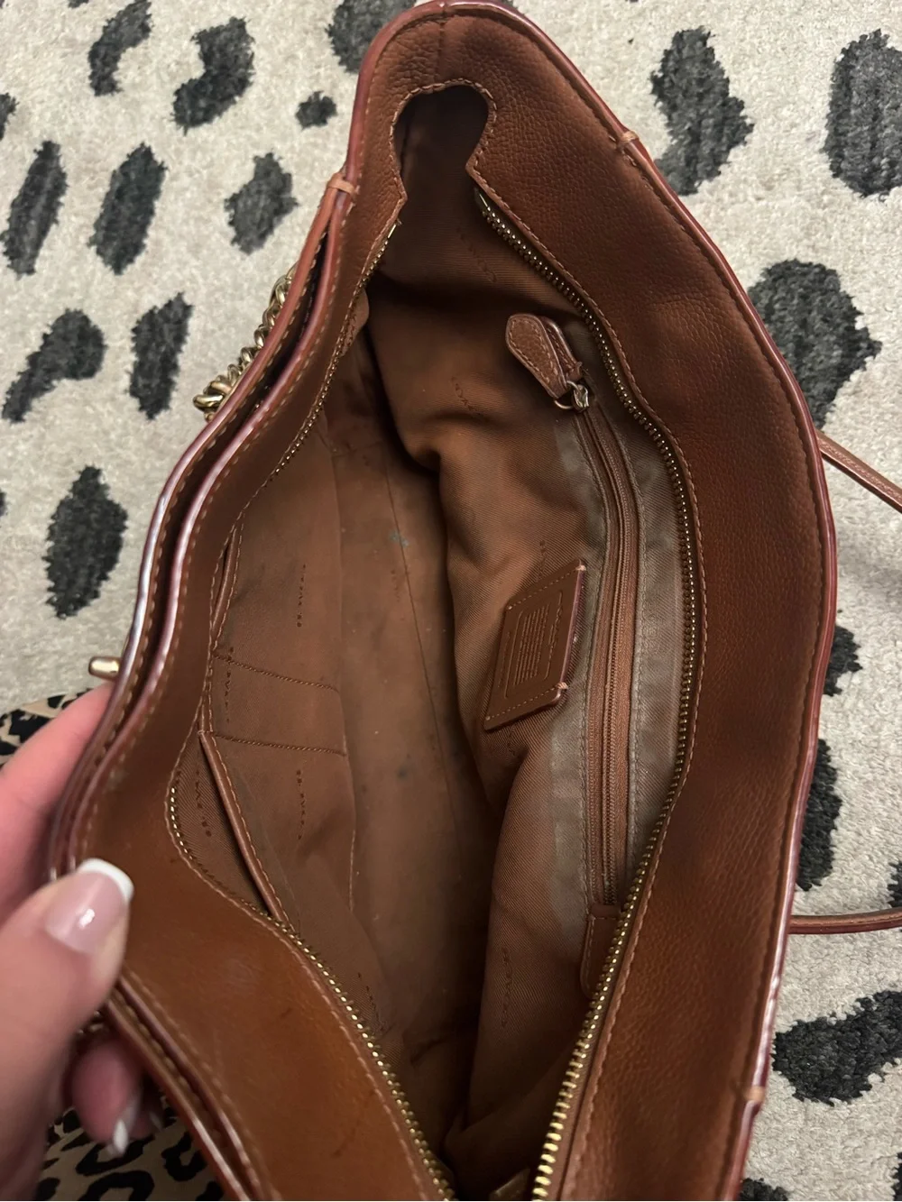 Coach Chestnut Brown Pebbled Leather Shoulder Tote with Gold Hardware